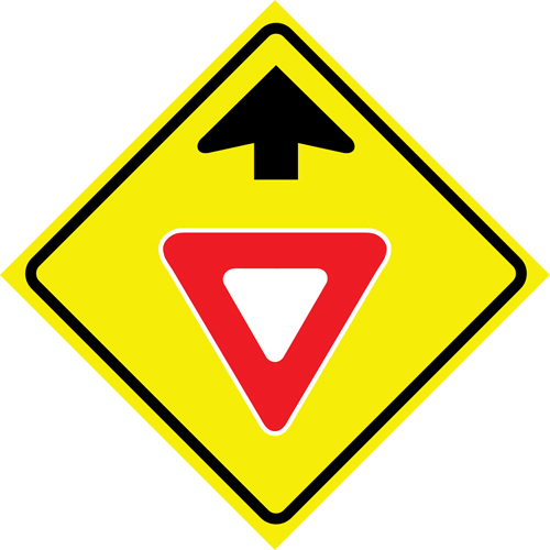 "Yield Ahead" Roll-Up Traffic Sign, 36" x 36", Vinyl, Pictogram Quali-T-Solutions