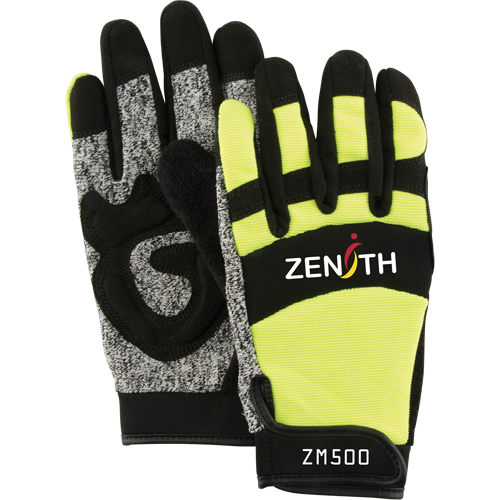 ZM500 High-Visibility Cut-Resistant Mechanic's Gloves, HPPE Palm, Size 2X-Large Quali-T-Solutions