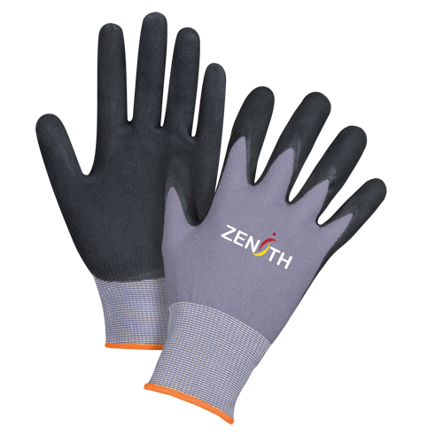 Gants ZX-1 de premi&egrave;re qualit&eacute; compatibles avec les &eacute;crans tactiles, 7/Petit, R&ecirc;vetement Nitrile/Mousse de nitrile, Calibre 15, Enveloppe en Nylon Quali-T-Solutions