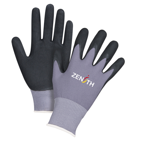 Gants ZX-1 de premi&egrave;re qualit&eacute; compatibles avec les &eacute;crans tactiles, 8/Moyen, R&ecirc;vetement Nitrile/Mousse de nitrile, Calibre 15, Enveloppe en Nylon Quali-T-Solutions