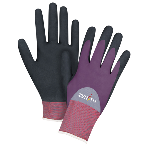 Gants enduits de premi&egrave;re qualit&eacute; ZX-2, 8/Moyen, R&ecirc;vetement Nitrile/Mousse de nitrile, Calibre 18, Enveloppe en Nylon Quali-T-Solutions