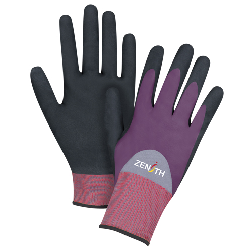 Gants enduits de premi&egrave;re qualit&eacute; ZX-2, 10/T-Grand, R&ecirc;vetement Nitrile/Mousse de nitrile, Calibre 18, Enveloppe en Nylon Quali-T-Solutions