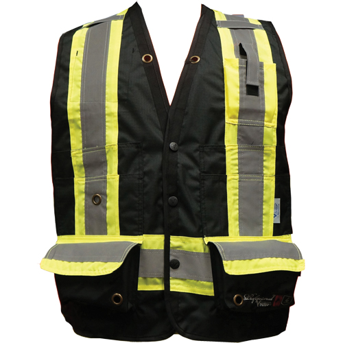 Fire Retardant Surveyor Safety Vest, Black, Small, Polyester Quali-T-Solutions