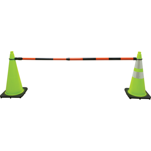 Barre pour c&ocirc;ne de circulation r&eacute;tractable, Longueur d&eacute;ploy&eacute;e de 7' 5'', Noir/Orange Quali-T-Solutions