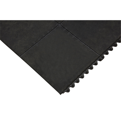 Anti-Fatigue Matting, Smooth, 3' x 3' x 1/2", Black, Natural Rubber Quali-T-Solutions