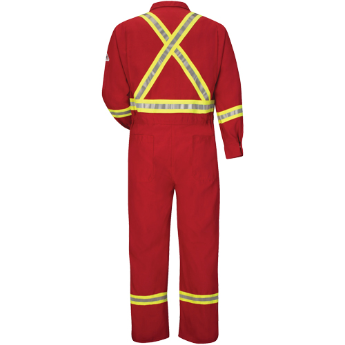 Flame-Resistant Deluxe Coveralls with Reflective Trim, Size 38, Red, 5.6 cal/cm² Quali-T-Solutions