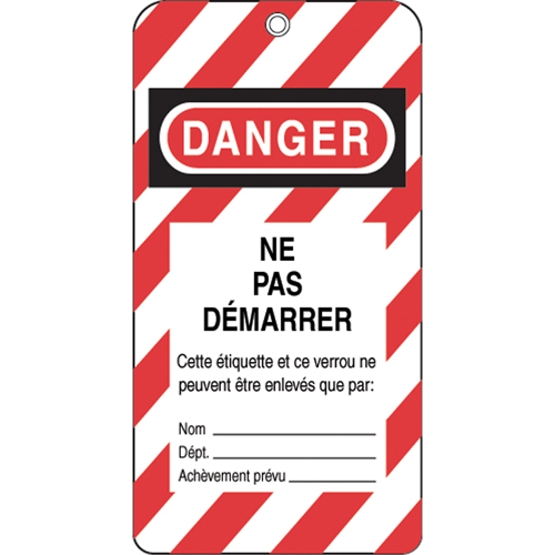 Lockout Tags, Plastic, 3" W x 5-3/4" H, French Quali-T-Solutions