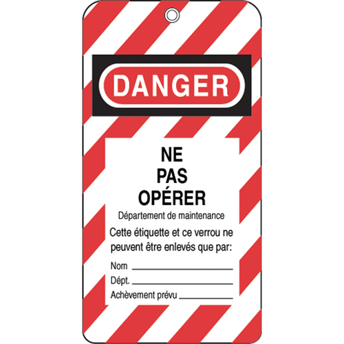 &eacute;tiquettes de verrouillage, Plastique, 3" la x 5-3/4" h, Français Quali-T-Solutions