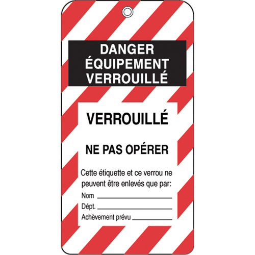 Lockout Tags, Plastic, 3" W x 5-3/4" H, French Quali-T-Solutions