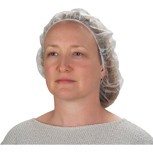 Bonnets bouffants non tiss&eacute;s, Polypropyl&egrave;ne, 21"/Grand, Blanc Quali-T-Solutions