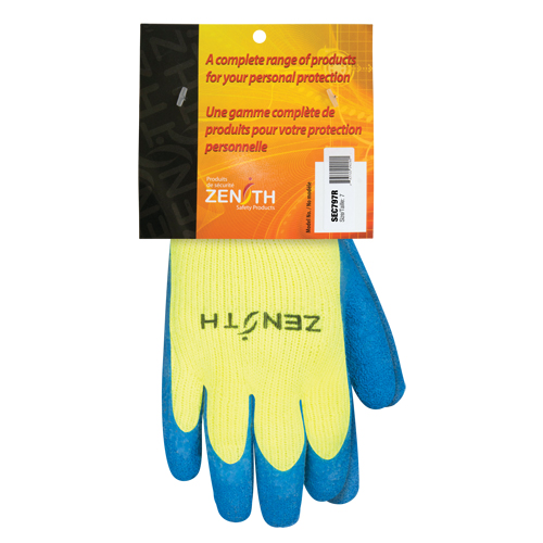 Gants haute visibilit&eacute; doubl&eacute;s d'acrylique de caoutchouc naturel, 7, R&ecirc;vetement Latex de caoutchouc, Calibre 7, Enveloppe en Acrylique Quali-T-Solutions