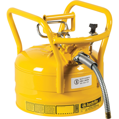 D.O.T. AccuFlow Safety Cans, Type II, Steel, 2.5 US gal., Yellow, FM Approved Quali-T-Solutions