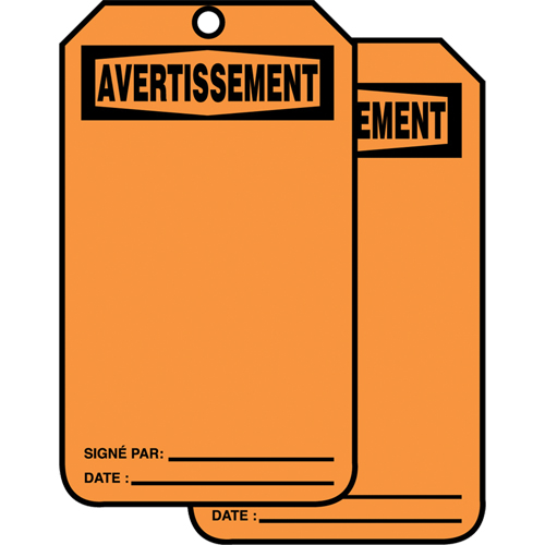 Safety Tags, Plastic, 3-3/8" W x 5-7/8" H, French Quali-T-Solutions