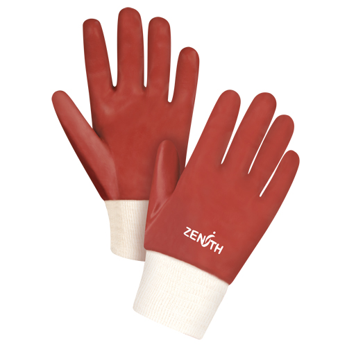 Gants rouges &agrave; fini doux r&eacute;sistants aux produits chimiques, Taille Grand/9, 10" lo, PVC, Doublure en Interlock, 47-mil Quali-T-Solutions