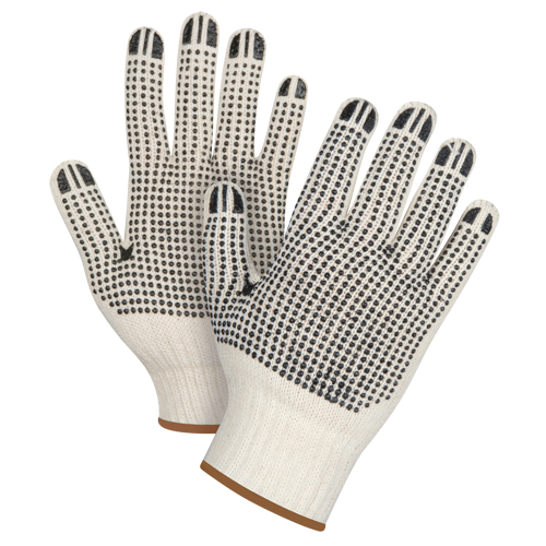 Heavyweight Double-Sided Dotted String Knit Gloves, Poly/Cotton, Double Sided, 7 Gauge, Large Quali-T-Solutions