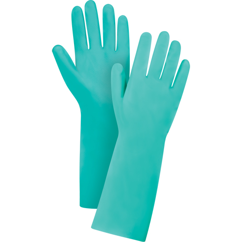 Gants de premi&egrave;re qualit&eacute; &agrave; prise en losange r&eacute;sistants aux produits chimiques, Taille Moyen/8, 15" lo, Nitrile, 22 mils Quali-T-Solutions