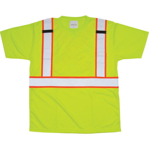 CSA Compliant T-Shirt, Polyester, Medium, High Visibility Lime-Yellow Quali-T-Solutions