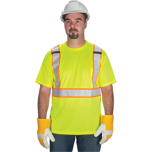 CSA Compliant T-Shirt, Polyester, Medium, High Visibility Lime-Yellow Quali-T-Solutions