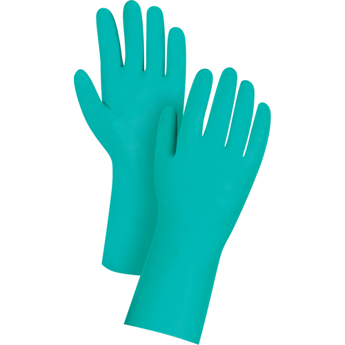 Gants de premi&egrave;re qualit&eacute; &agrave; prise en losange r&eacute;sistants aux produits chimiques, Taille Moyen/8, 13" lo, Nitrile, 11 mils Quali-T-Solutions