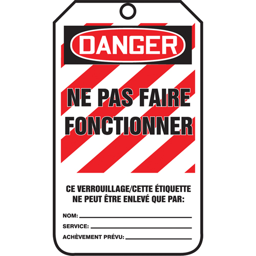 Lockout Tags, Plastic, 3-3/8" W x 5-5/8" H, French Quali-T-Solutions