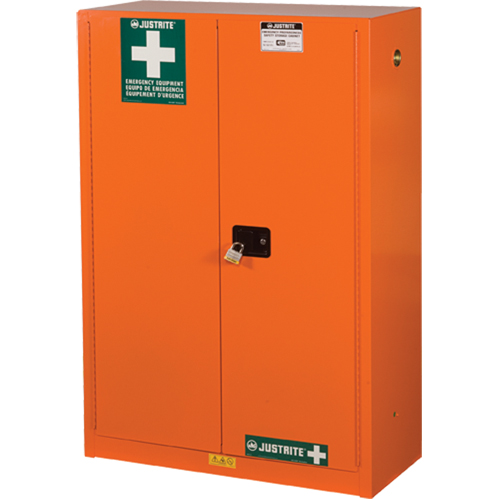 Armoires de rangement pour pr&eacute;paration aux situations d'urgence, Acier, 4 Tablettes, 65" h x 43" la x 18" P, Orange Quali-T-Solutions