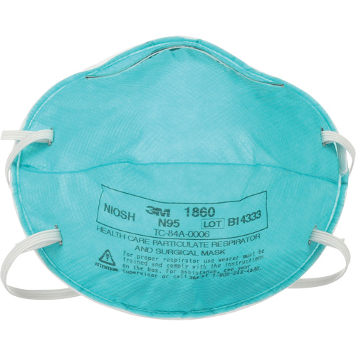 Respirateur 1860 contre les particules pour les soins de la sant&eacute;, N95, Certifi&eacute; NIOSH Quali-T-Solutions