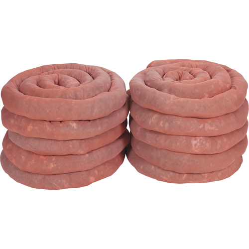 Remblais tubulaires absorbants, Mati&egrave;res dangereuses, Absorption 45 gal., 3" la x 10' lo, Pqt de 10 Quali-T-Solutions