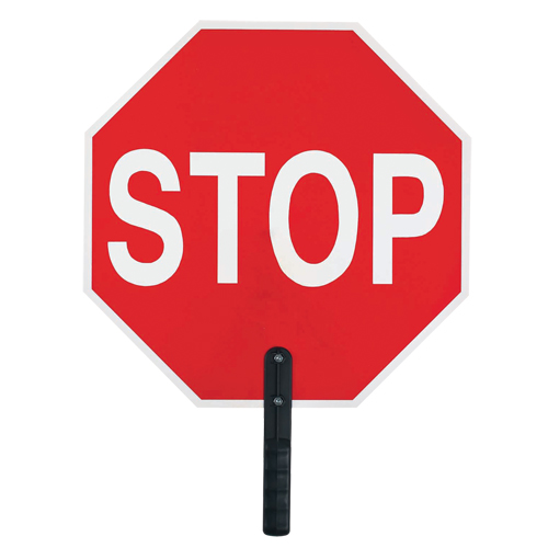Panneau de signalisation  Stop , 18" x 18", Plastique, Anglais avec pictogramme Quali-T-Solutions