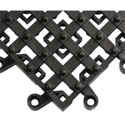 ErgoDeck&reg; Matting With Integrated No-Slip Cleats No. 553, PVC, 1-1/2' W x 1-1/2' L, 7/8" Thick, Black Quali-T-Solutions