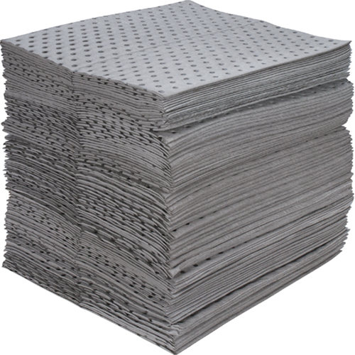 Industrial-Grade Fine Fibre Sorbent Pads, Universal, 15" x 17", 40 gal. Absorbancy Quali-T-Solutions