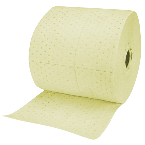Rouleaux absorbants en fibres fines de calibre industriel, Lourd, 150' lo x 15" la, Absorption 35 gal. Quali-T-Solutions