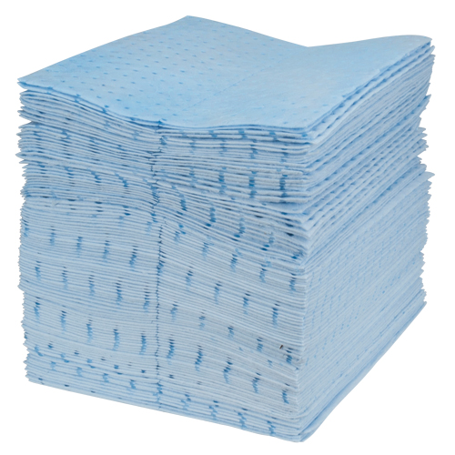 Feuilles absorbantes bleues li&eacute;es de premi&egrave;re qualit&eacute;, Huile seulement, 15" x 17", 30 gal. d'absorption Quali-T-Solutions