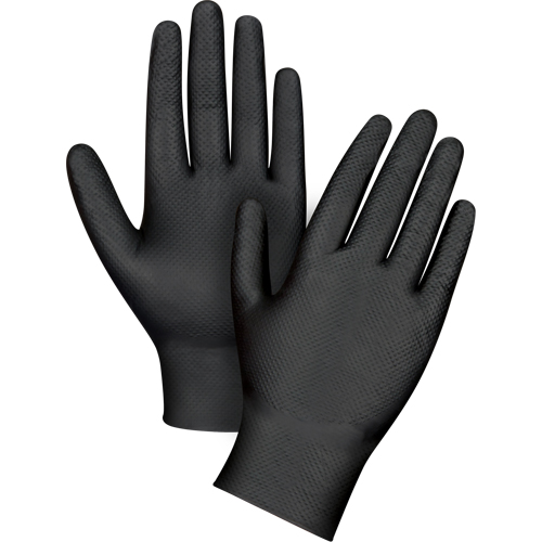 Heavyweight Tactile Grip Examination Gloves, Small, Nitrile, 8-mil, Powder-Free, Black Quali-T-Solutions