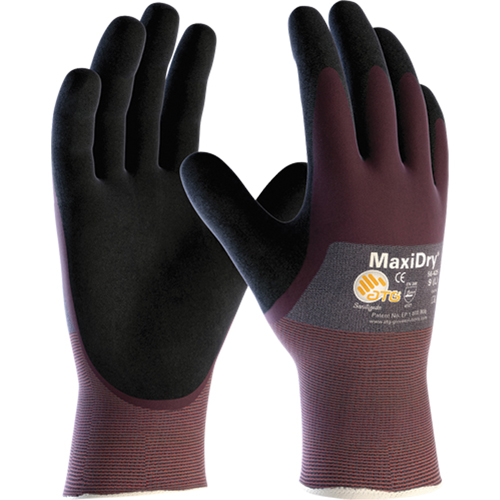 MaxiDry&reg; Gloves, Medium, Foam Nitrile Coating, 18 Gauge, Nylon Shell Quali-T-Solutions