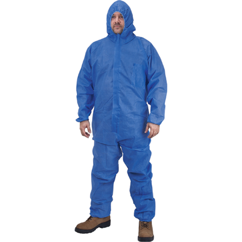 Hooded Coveralls, Medium, Blue, SMS Quali-T-Solutions