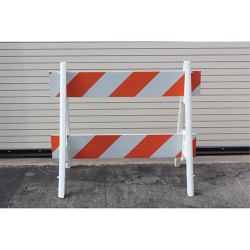 Barricades, En A, 28,6" lo x 40" h, Orange/Blanc Quali-T-Solutions