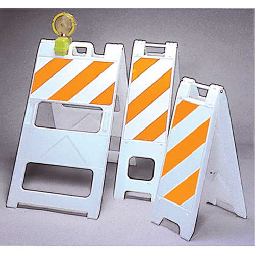 Barricades, Folding, 13" L x 45" H, Orange/White Quali-T-Solutions