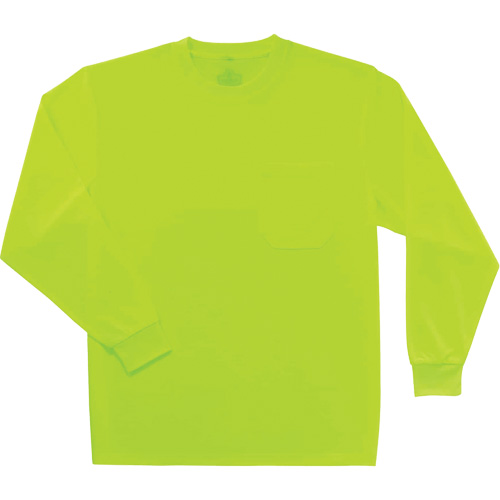 GloWear 8091 Non-Certified Long Sleeve T-Shirt, Polyester, Small, High Visibility Lime-Yellow Quali-T-Solutions