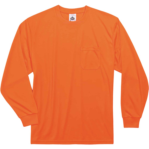 GloWear 8091 Non-Certified Long Sleeve T-Shirt, Polyester, Small, High Visibility Orange Quali-T-Solutions