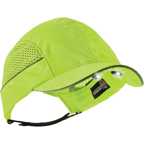 Casquette &agrave; bord court avec &eacute;clairage DEL Skullerz 8960, Vert lime haute visibilit&eacute; Quali-T-Solutions