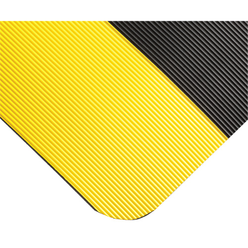 Corrugated Switchboard Matting No.702, 3' W x 20' L, 1/4" Thickness, Black/Yellow, PVC Quali-T-Solutions