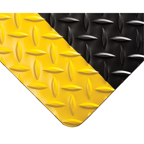 Diamond-Plate Switchboard Matting No.701, 3' W x 75' L, 1/4" Thickness, Black/Yellow, PVC Quali-T-Solutions