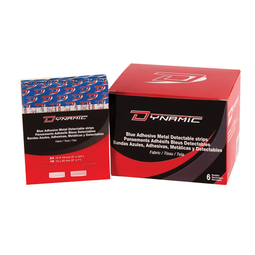 Recharge de bandages adh&eacute;sifs bleus pour distributeur Dynamic, Bout de doigt, 3", Tissu d&eacute;tectable, Non st&eacute;rile Quali-T-Solutions
