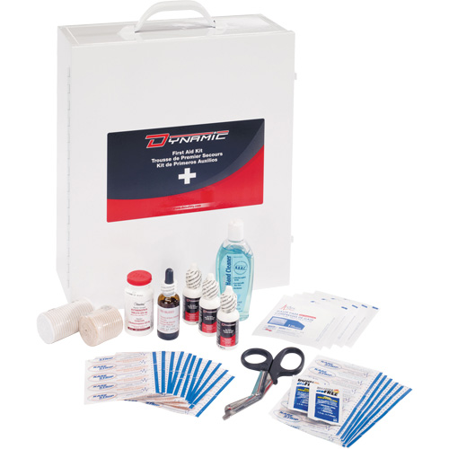 Trousse de premiers soins industrielle pour usage g&eacute;n&eacute;ral Dynamic, Dispositif m&eacute;dical Classe 1, Boîte en m&eacute;tal Quali-T-Solutions