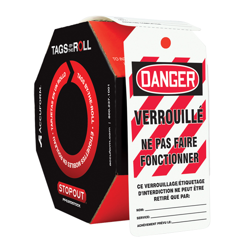 Tags By-The-Roll Lockout Tags, Plastic, 3" W x 6-1/4" H, French Quali-T-Solutions