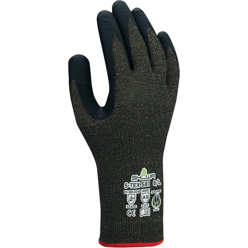 Gants r&eacute;sistants aux coupures S-TEX 581, Taille 6/Petit, Calibre 13, Rev&ecirc;tement Mousse de nitrile, Enveloppe en Acier inoxydable/Kevlar, ANSI/ISEA 105 niveau 5/EN 388 niveau E Quali-T-Solutions