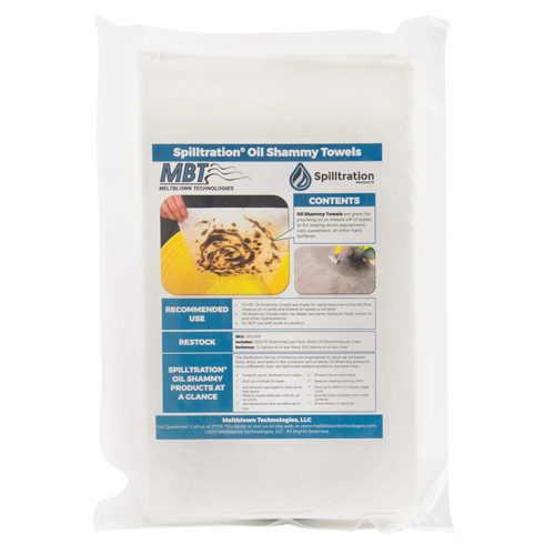 Spilltration Oil Shammy Towels, Oil Only, 16" x 10", 29 gal. Absorbancy Quali-T-Solutions