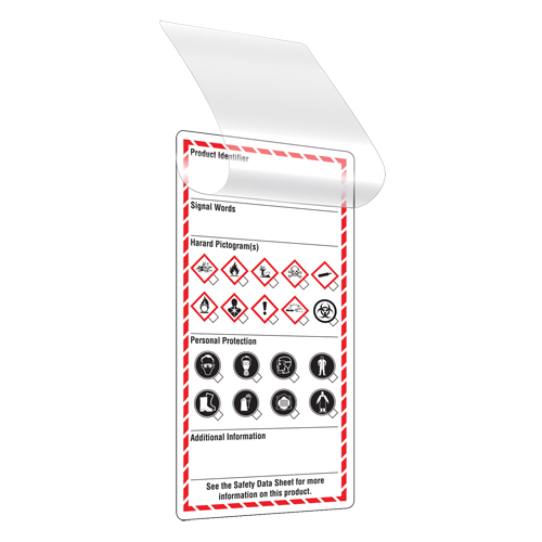 &eacute;tiquettes auto-plastifiantes pour le milieu de travail, Papier cartonn&eacute;, 3" la x 6" h, Anglais Quali-T-Solutions