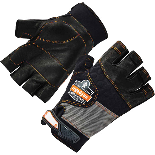 ProFlex 901 Half-Finger Leather Impact Gloves, Small, Grain Leather Palm, Hook & Loop Cuff Quali-T-Solutions