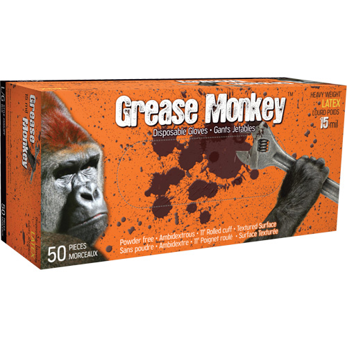 Grease Monkey&reg; Gloves, Medium, Latex, 15-mil, Powder-Free, Blue Quali-T-Solutions